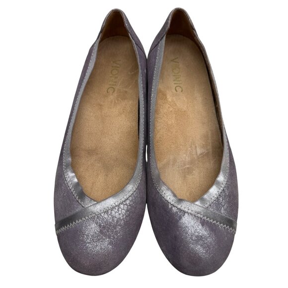 Vionic Caroll Sparkle Purple Round Toe Orthaheel  Ballet Flats Women Size US 7 - Picture 3 of 9